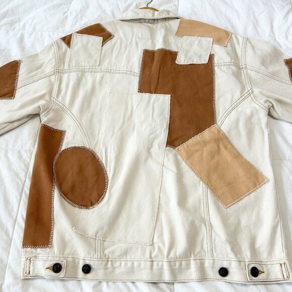 NWOT BDG Urban Outfitters Patchwork Denim Jacket Size M Cotton Neutral Tones - Picture 5 of 8